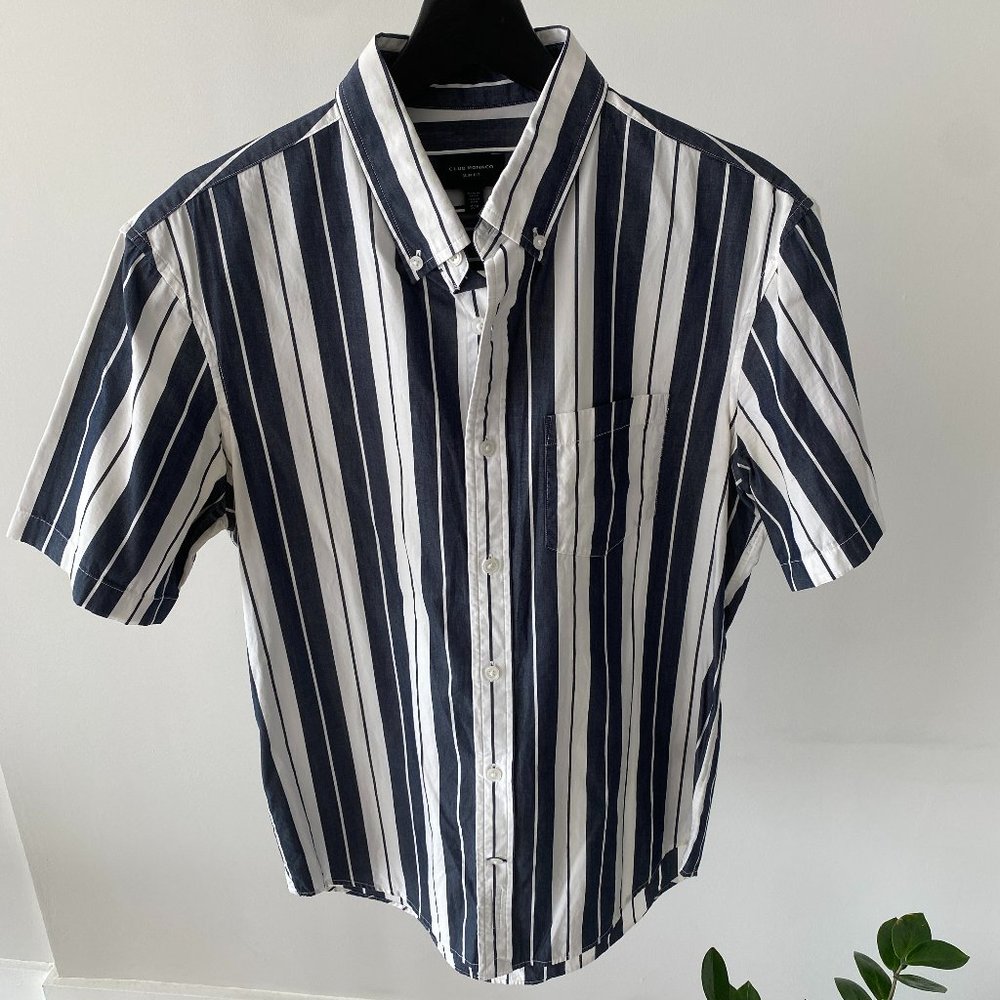 Dark Blue Striped Button Down